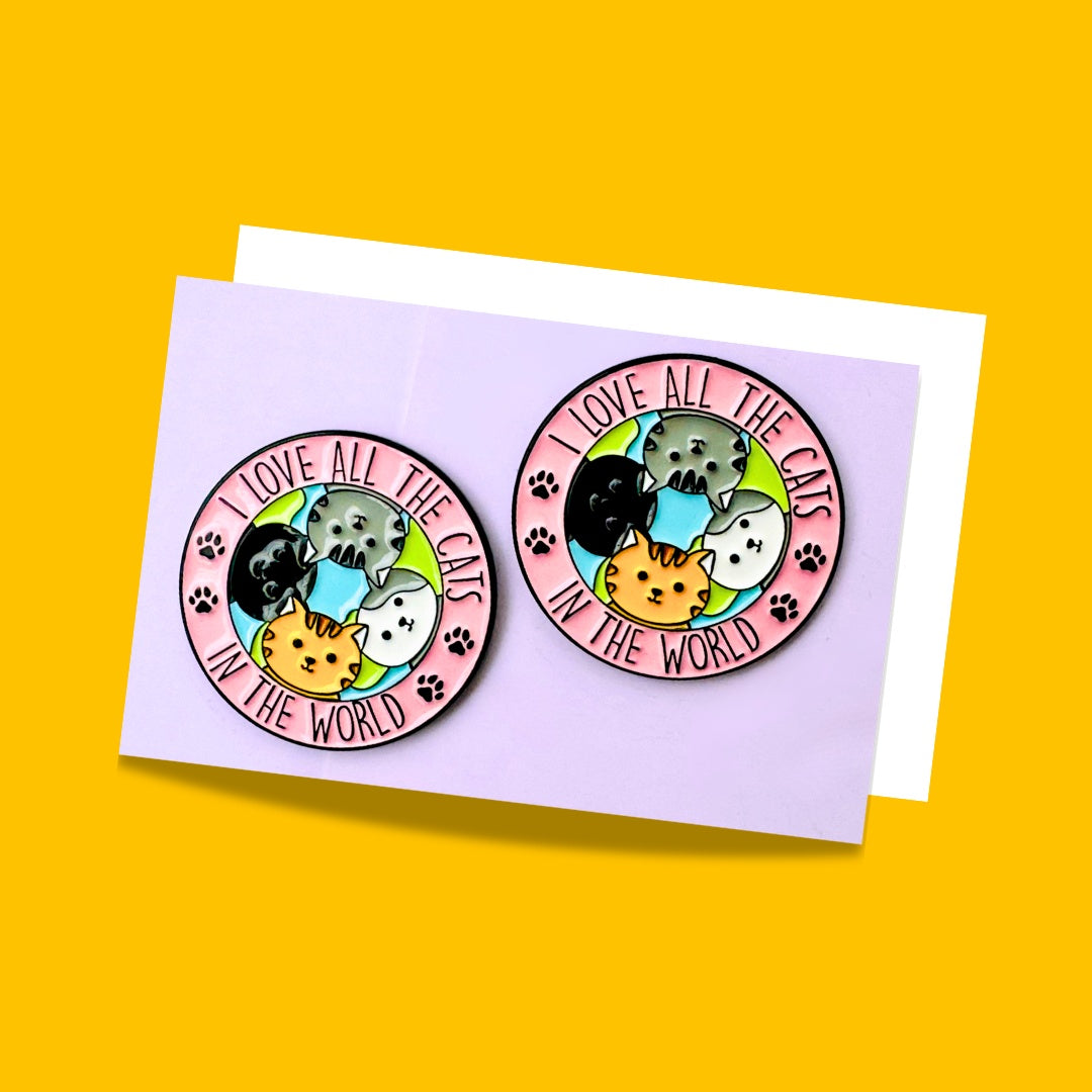 Cat Love Enamel Pins and badges from Wags4Whiskers Pet Accessories Store India