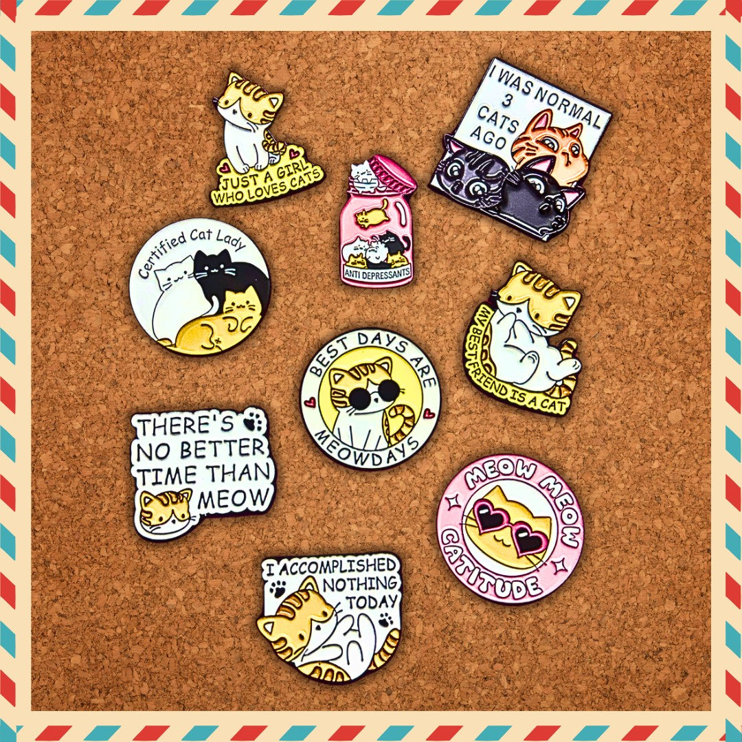 Shop Cat enamel lapel pins for bags, clothing, and workspace