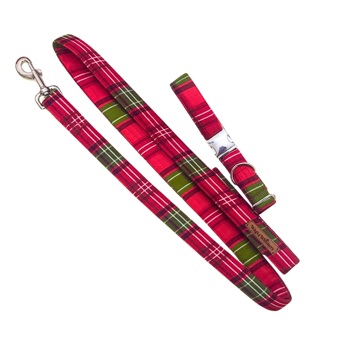 Checkered Charm Dog Collar and Leash Combo from Wags4Whiskers Pet Store