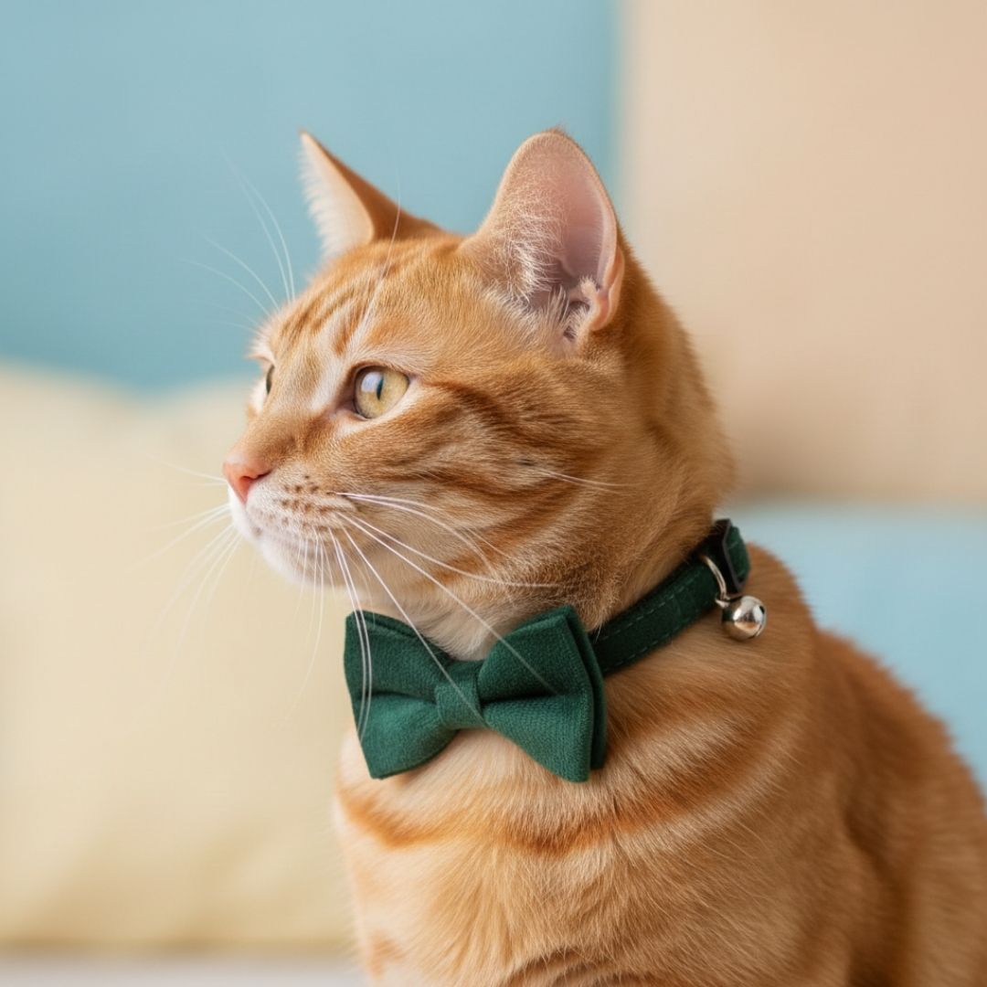 Green Velvet Cat Collar