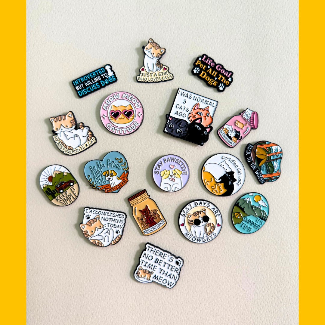 Cat Inspired cute Enamel Pins from Wags4Whiskers Pet Supplies Store