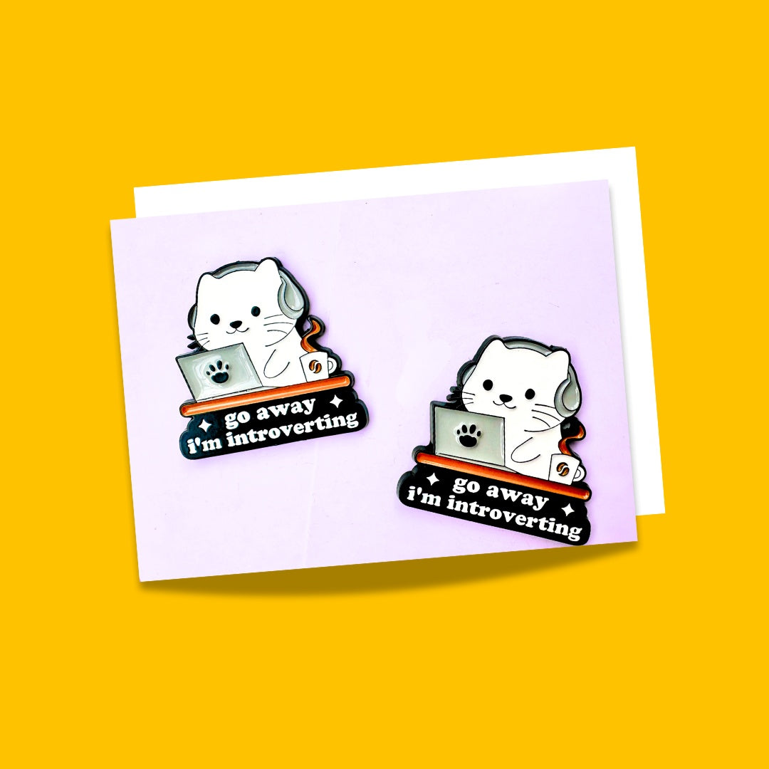 Introvert enamel pins from Wags4Whiskers Pet Accessories Store India