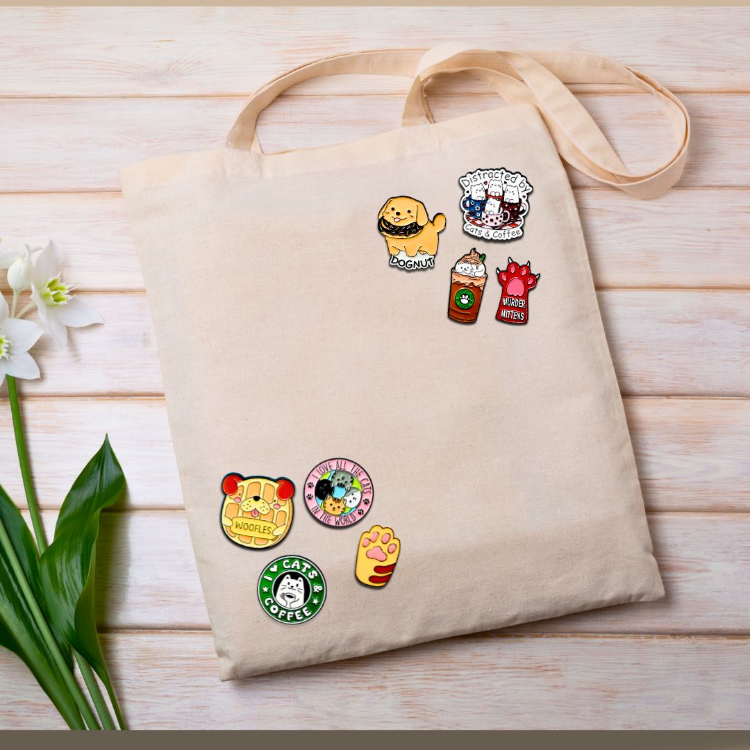 Pet-inspired enamel pins for bags from Wags4Whiskers Pet Accessories Shop India