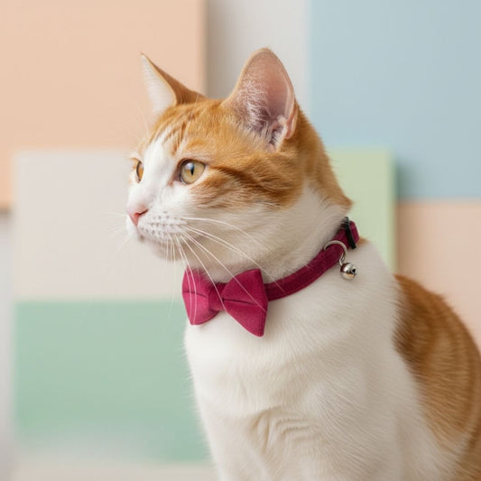 Pink Velvet Cat Collar with Bow