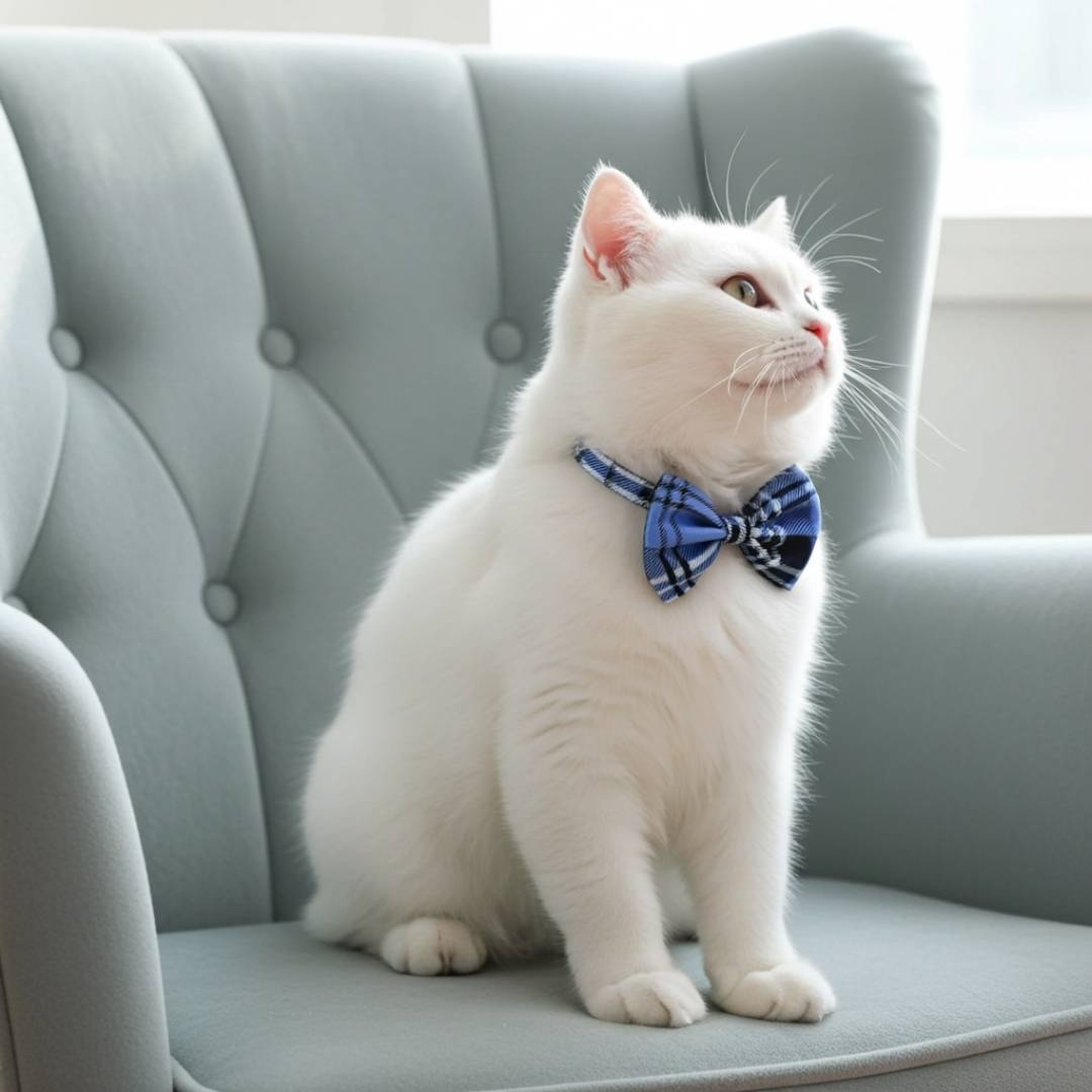 Blue Plaid Cat Bow Tie