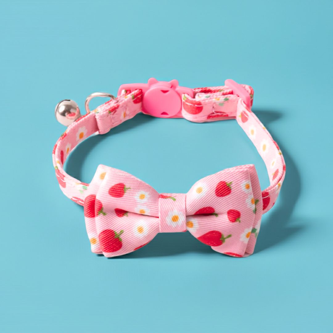 Strawberry Cat Bow Collar