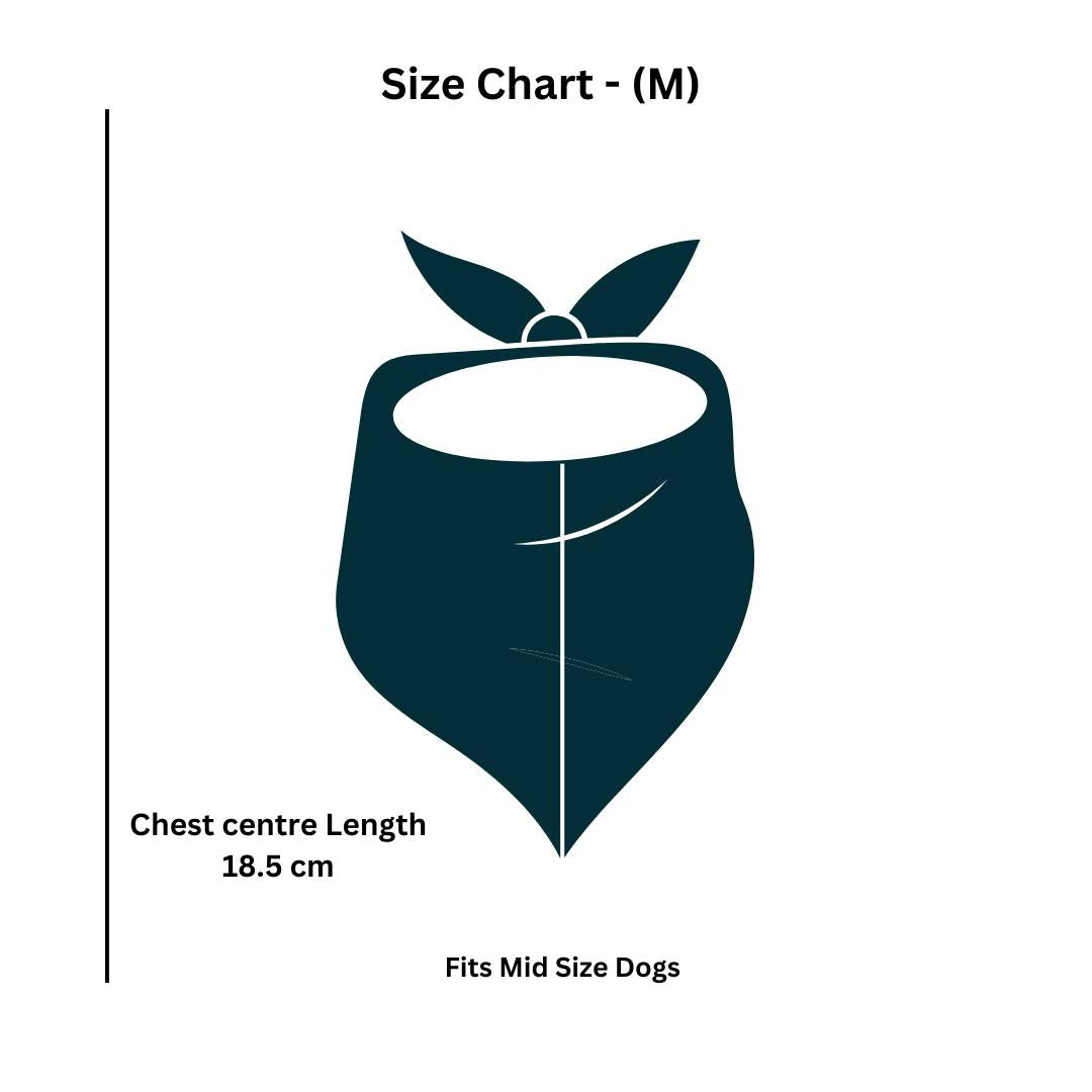 size chart for dog bandanas from Wags4Whiksers Pet Accessories Store India
