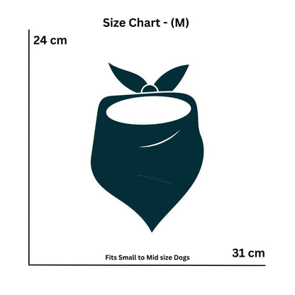 Size chart for Dog Bandanas from Wags4Whiskers Pet Store