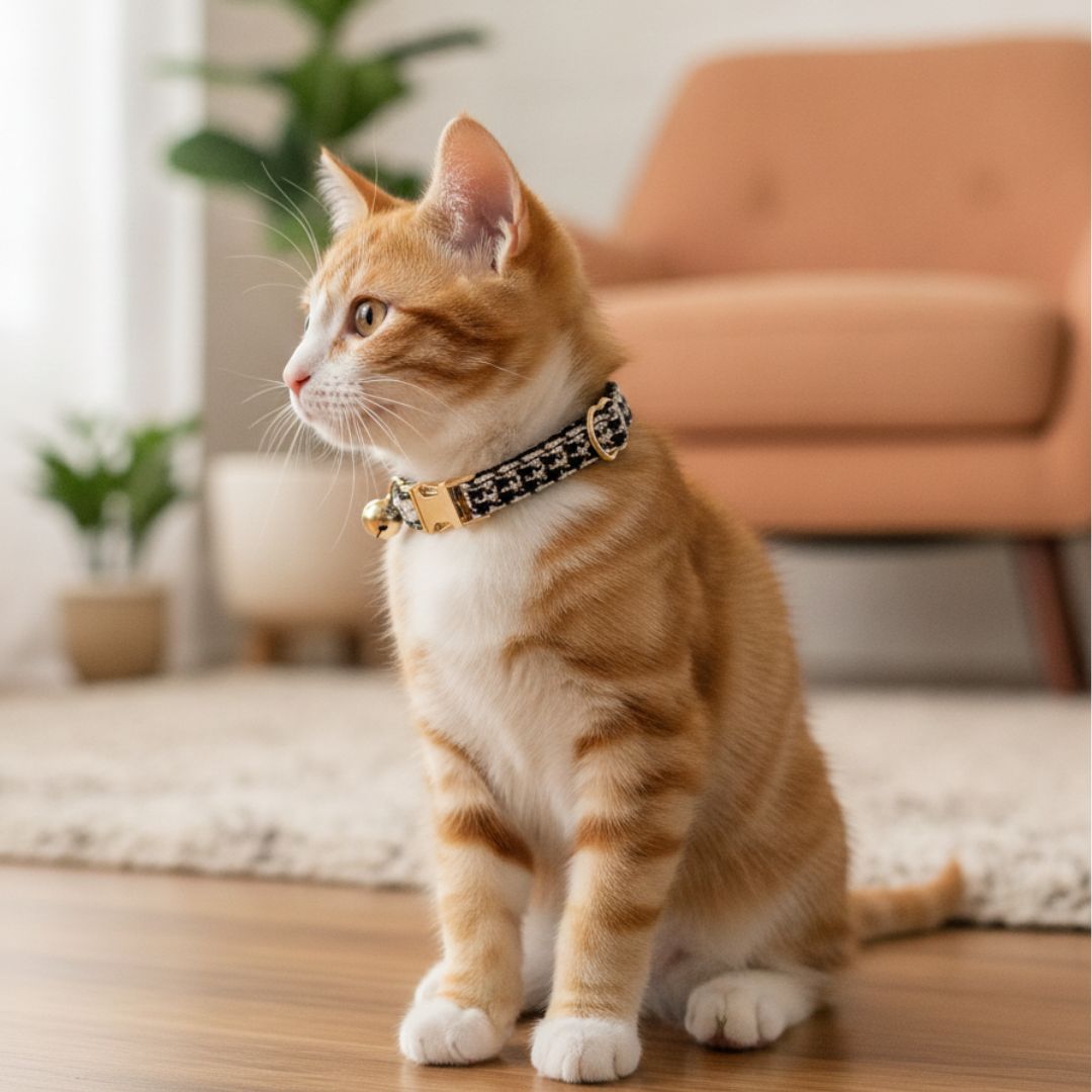 Black & White Checks Cat Collar