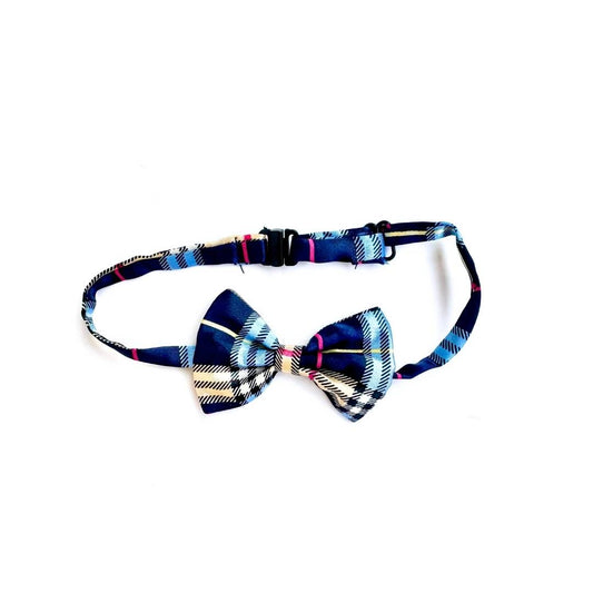 Blue Checks Cat Bow Tie