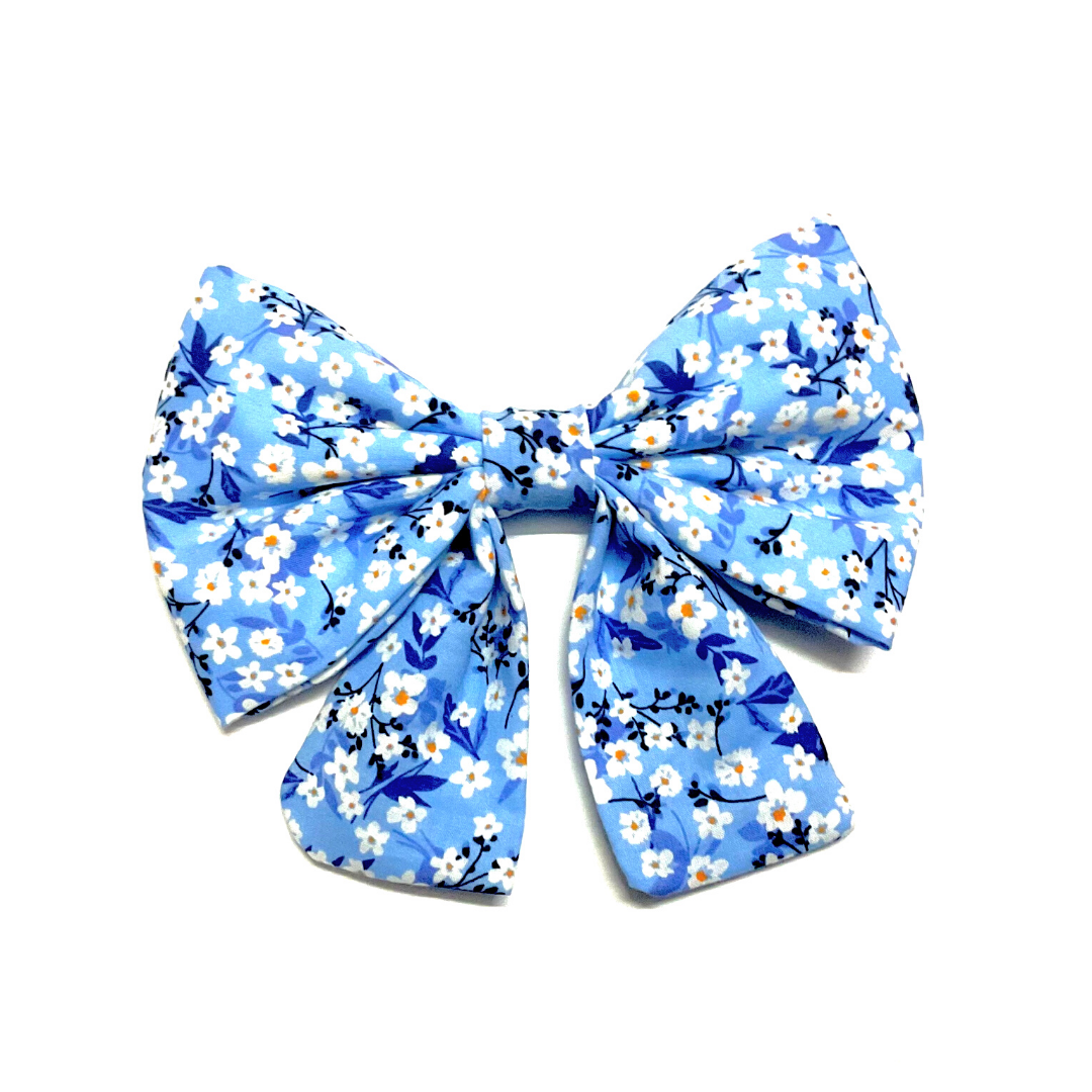 Blue Floral Sailor Bow for Cats and Dogs from Wags4Whiskers Pet Store