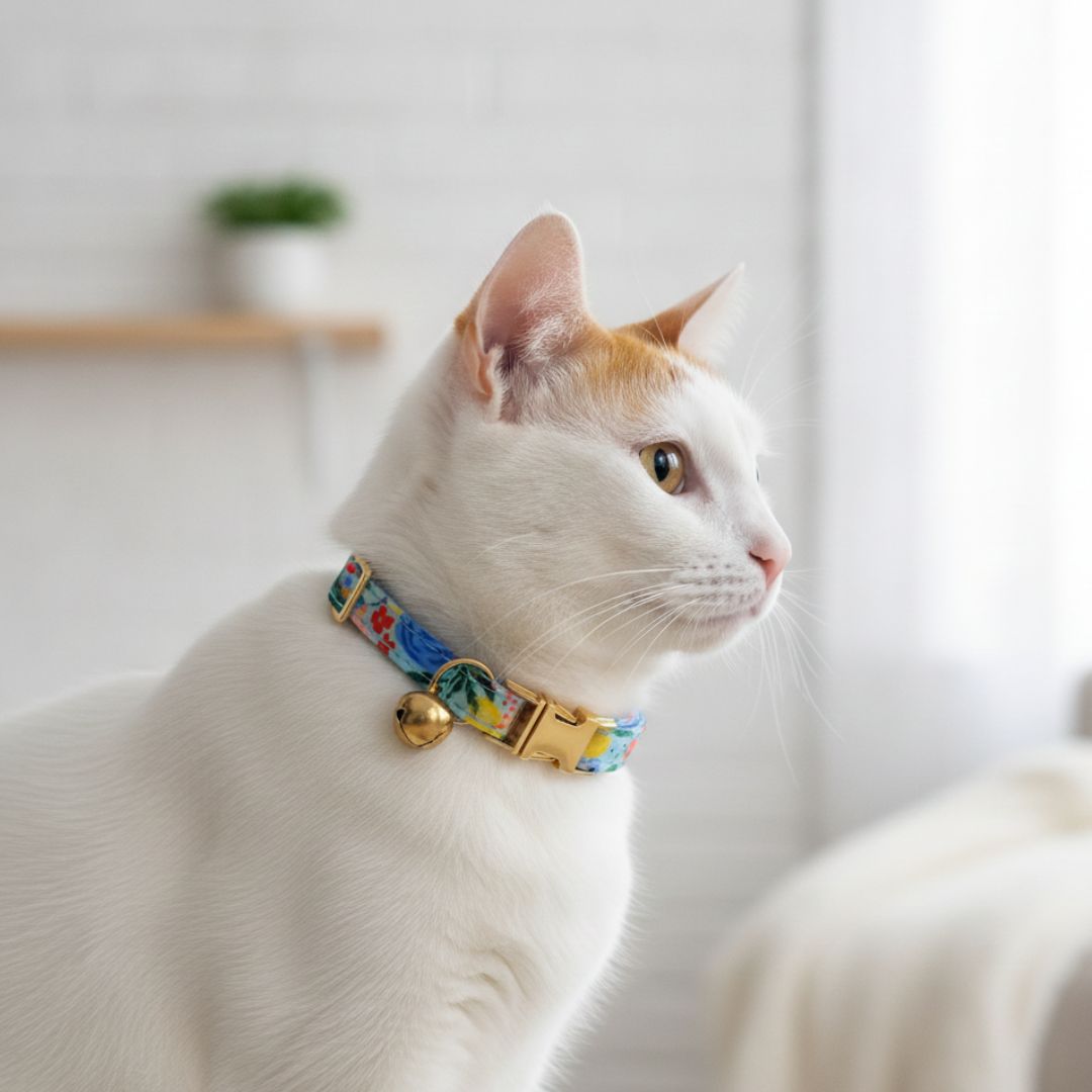 Blue Floral Cat Collar