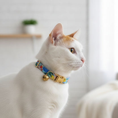 Blue Floral Cat Collar