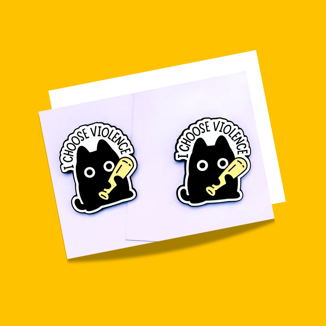 Bossy cat quotes enamel pins from Wags4Whiskers Pet Supplies Store India