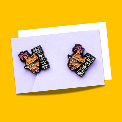 Cat Enamel Pins Brooch - I Fight You
