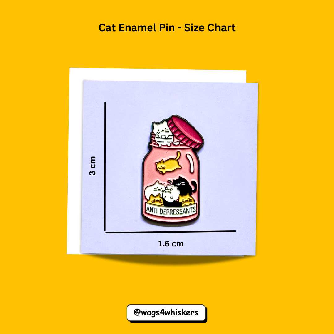 Cat Enamel Pins_ Size chart_ Wags4Whiskers India
