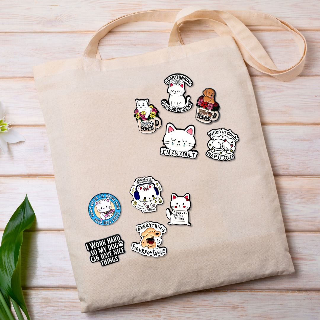 Dog Enamel Pins and Cat Enamel Pins for Bags, Tote Bags from Wags4Wiskers India