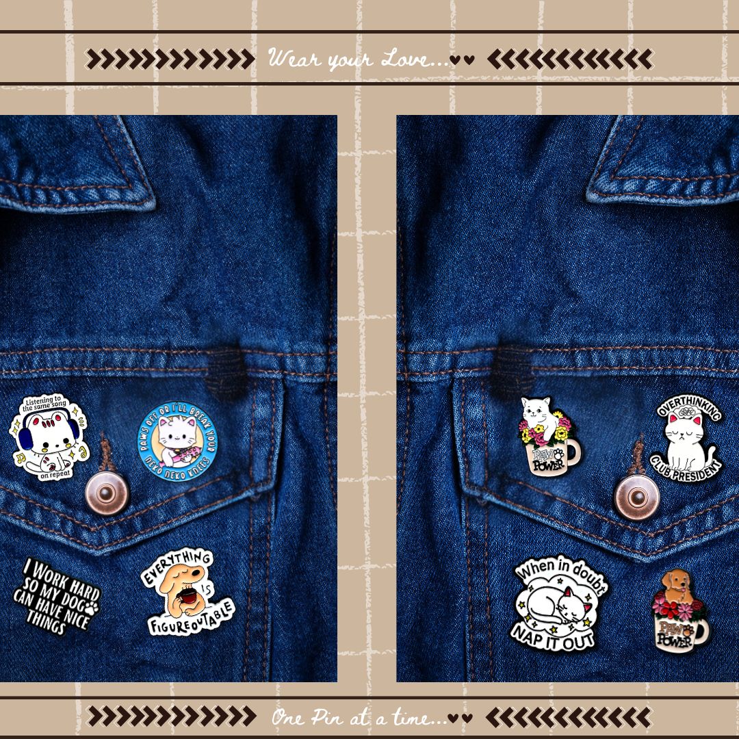 Dog Enamel Pins and Cat Enamel Pins for Jackets and Coats Wags4Wiskers India