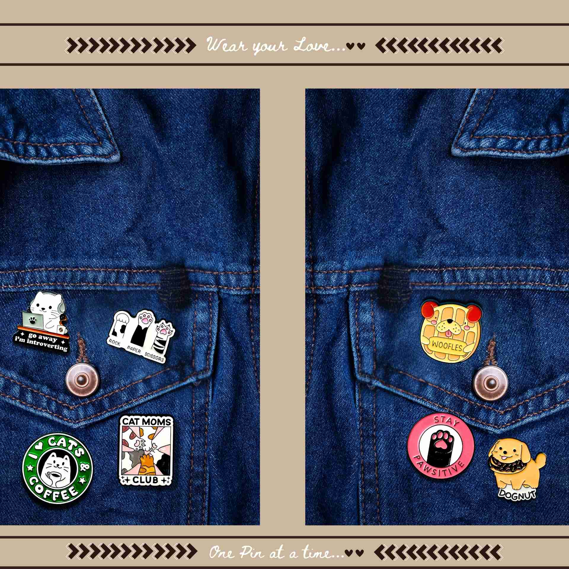 Cat Enamel pins for Denim jackets and coats from Wags4Whiskers Store India