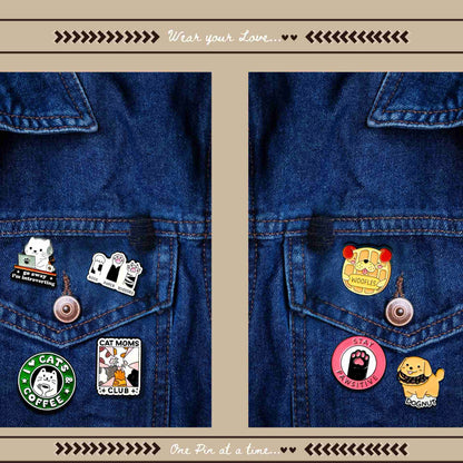 Cat Enamel pins for Denim jackets and coats from Wags4Whiskers Store India