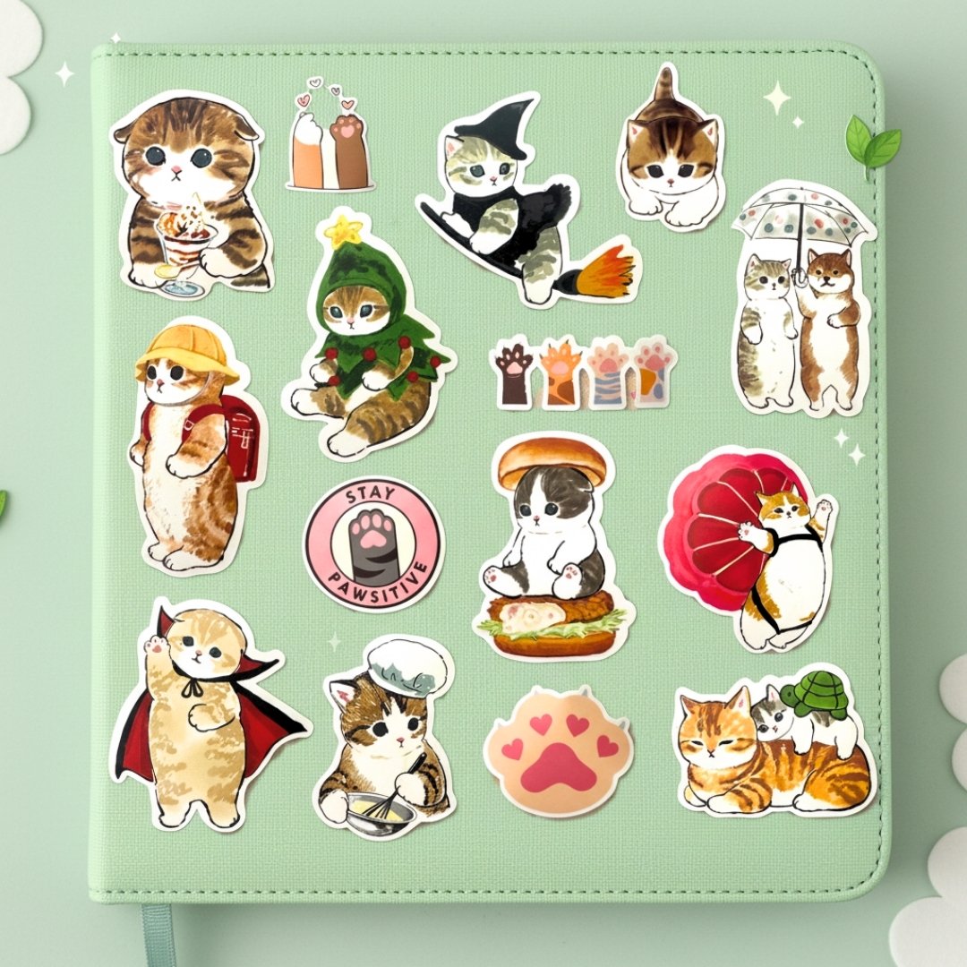 Cute Cat Stickers from Wags4Whiskers Pet Lifestyle Brand India