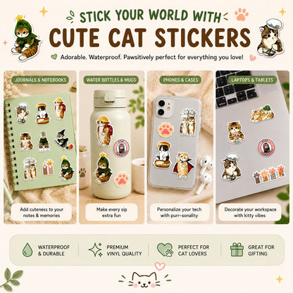 Cute Cat Stickers from Wags4Whiskers Pet Lifestyle Brand India