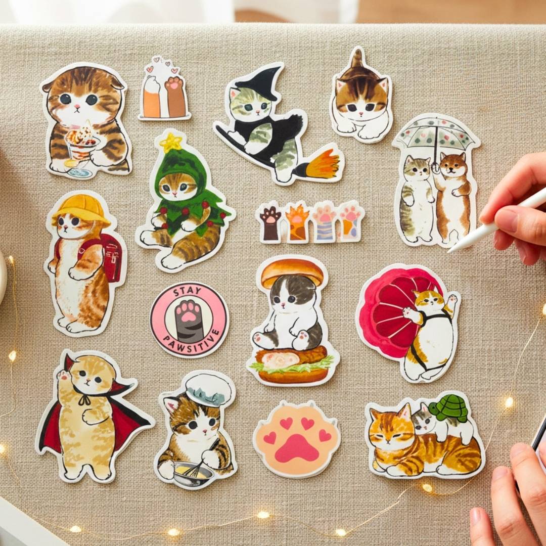 Cute Cat Stickers from Wags4Whiskers Pet Lifestyle Brand India