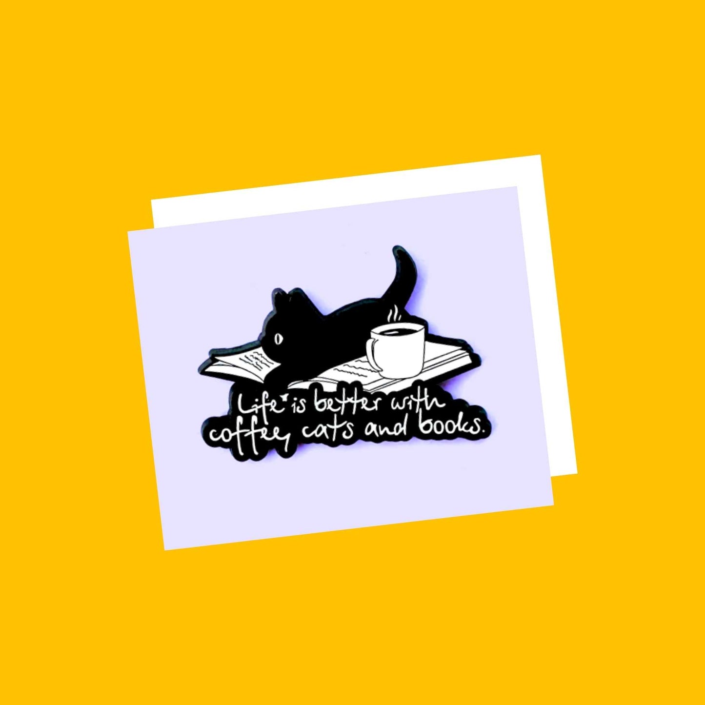 Cats, Coffee and Books Enamel Pin from Wags4Whiskers Pet Accessories Store India