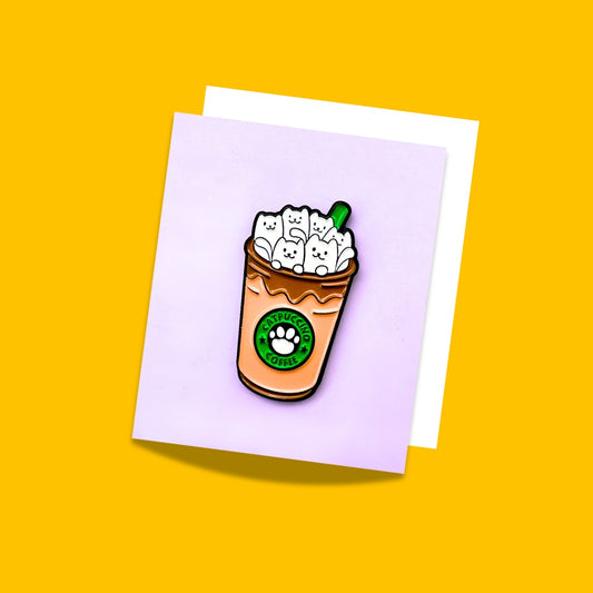 Cat + Coffee enamel lapel pins from Wags4Whiskers Pet Accessories Store Online India