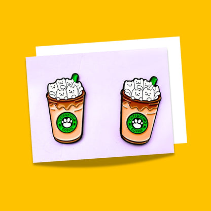 Cat + Coffee enamel lapel pins from Wags4Whiskers Pet Accessories Store Online India