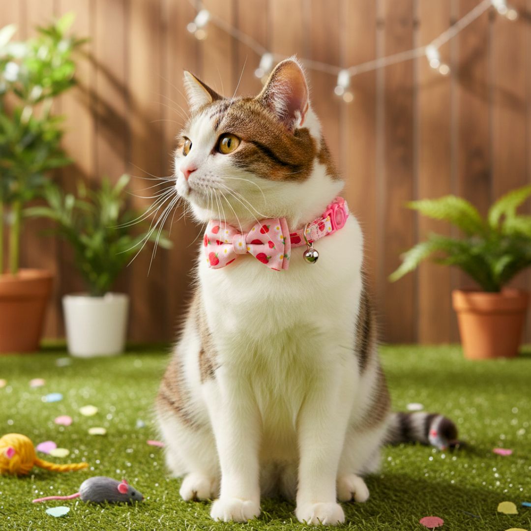 Pink Cat Bow Collars India from Wags4Whiskers Pet Store