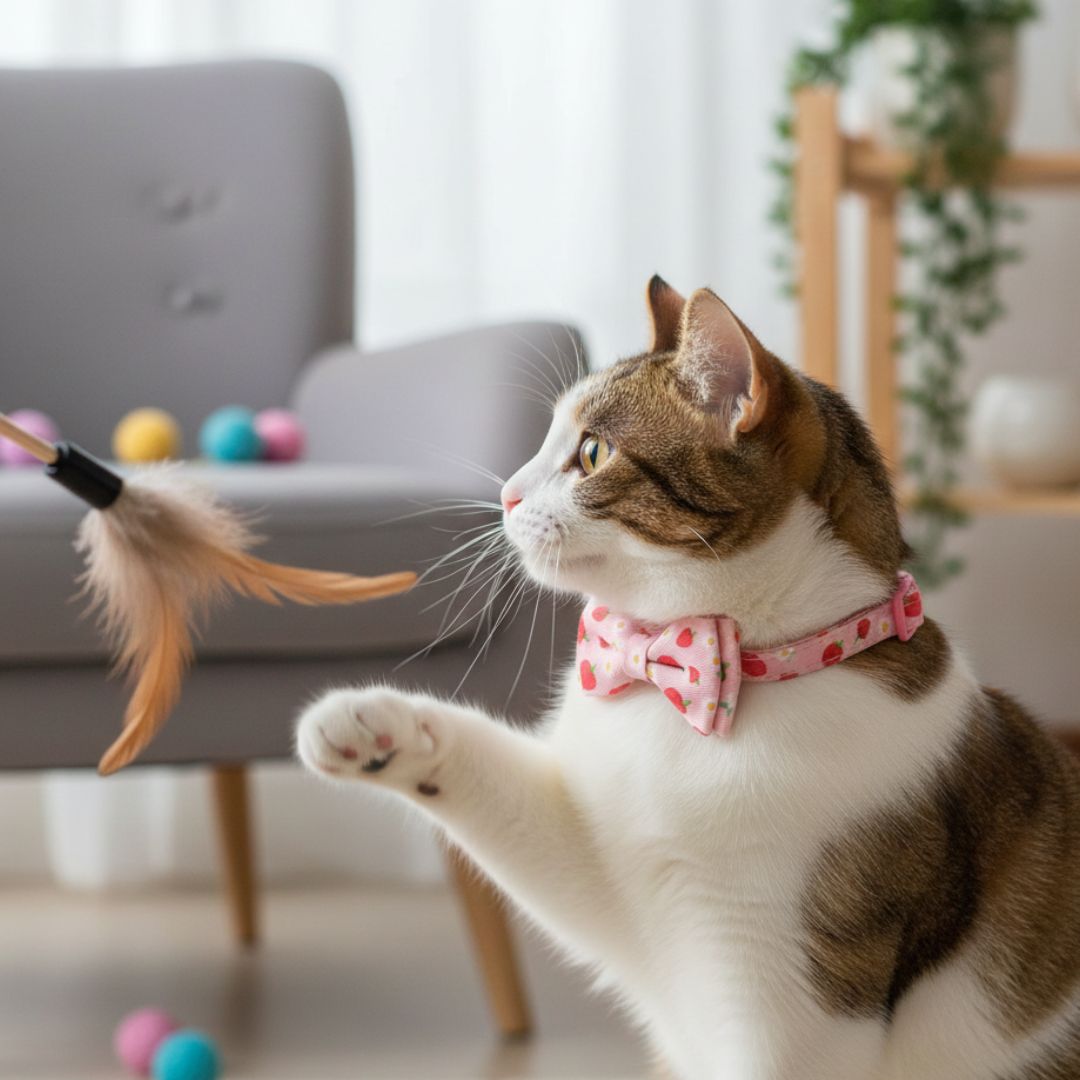 Pink Cat Bow Collars India from Wags4Whiskers Pet Store