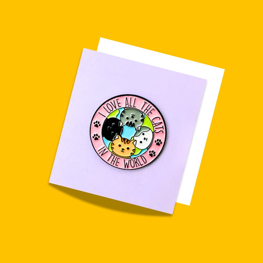 Cat Love Enamel Pins and badges from Wags4Whiskers Pet Accessories Store India