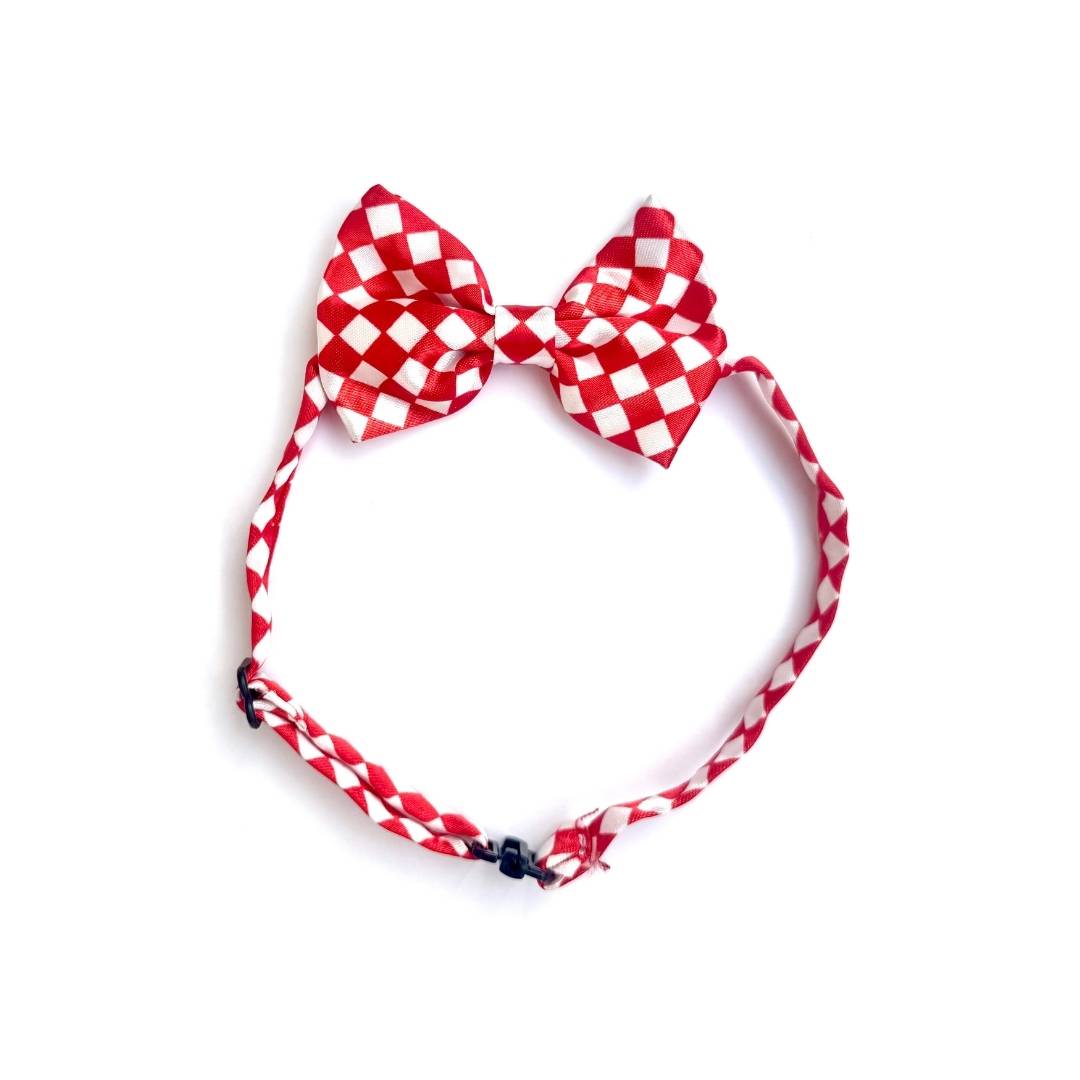 Red & White Checks Cat Bow Tie