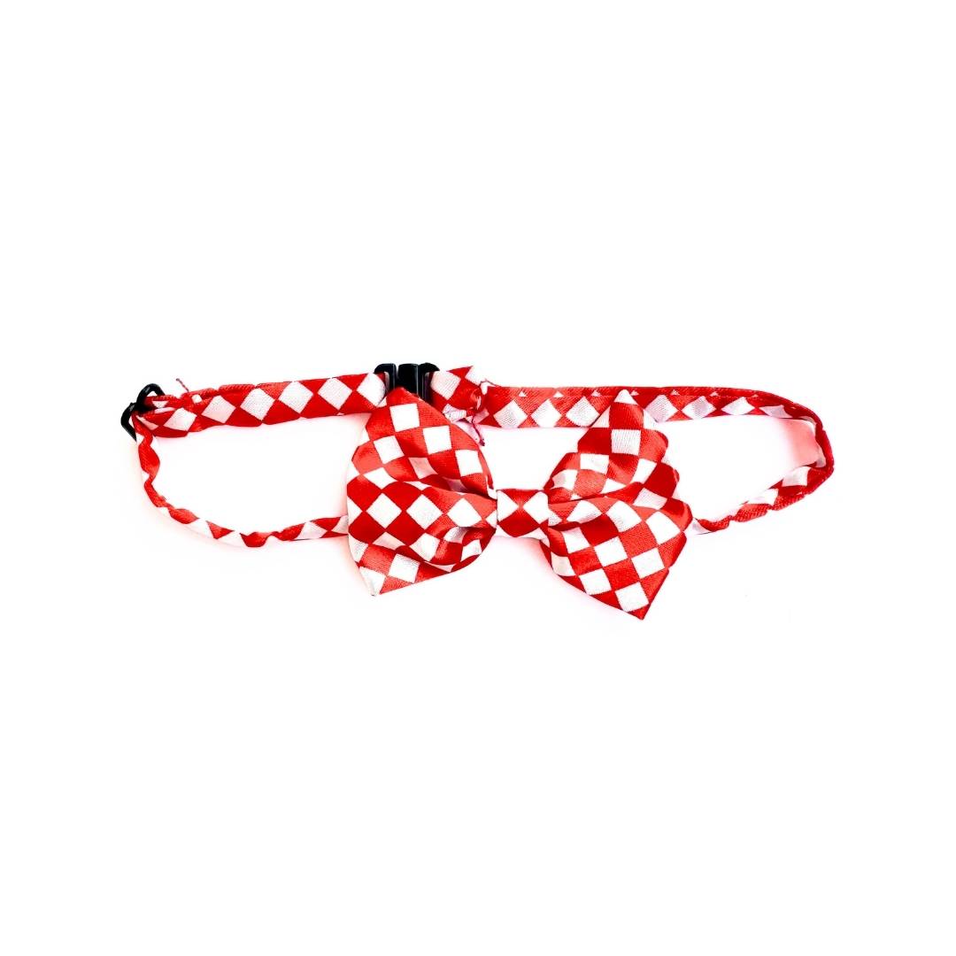 Red & White Checks Cat Bow Tie