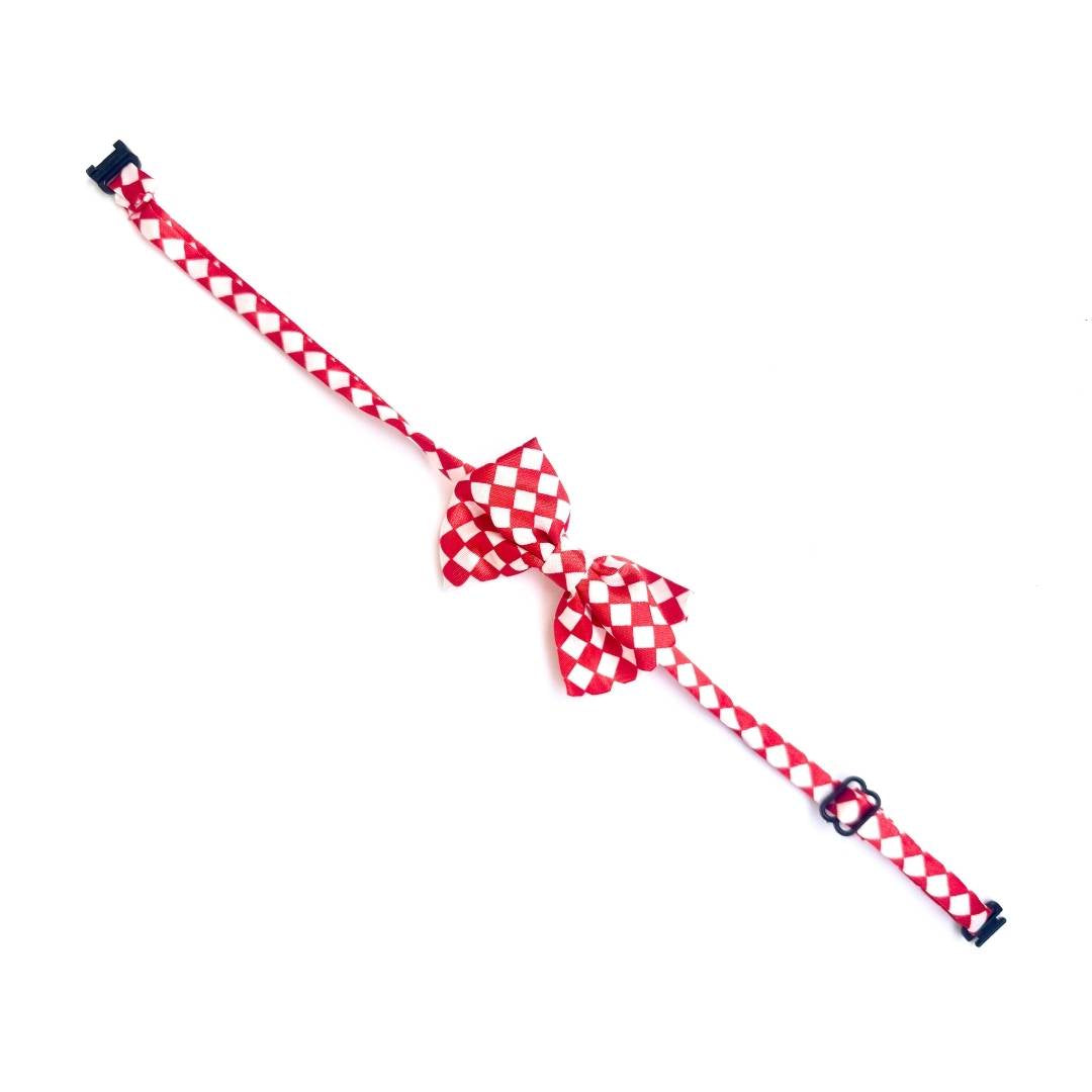 Red & White Checks Cat Bow Tie