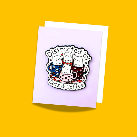 Cat and coffee lover Enamel Pins and brooches from Wags4Whiskers Pet Accessories Store India
