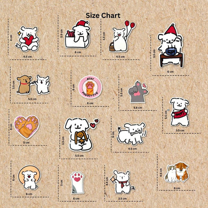 Dog Stickers Size chart