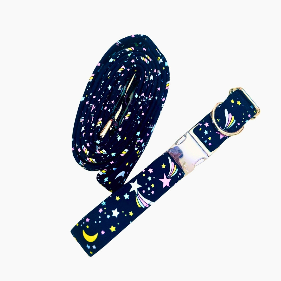 Blue cosmic Dog Collar and Dog Leash from Wags4Whiskers Pet Supplies Store India