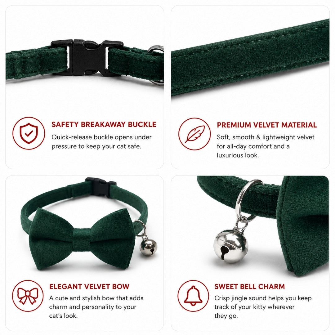 Green Velvet Cat Collar
