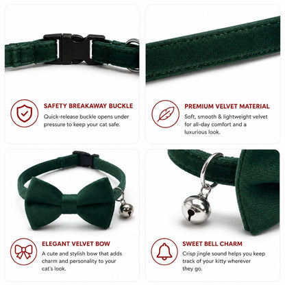 Green Velvet Cat Collar