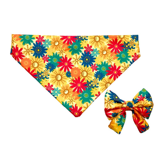 Happy Vibes Floral Sailor Bow And Bandana combo