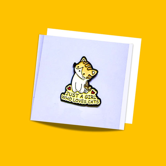 Cat Love themed enamel pins from Wags4Whiskers Pet Supplies Store in India