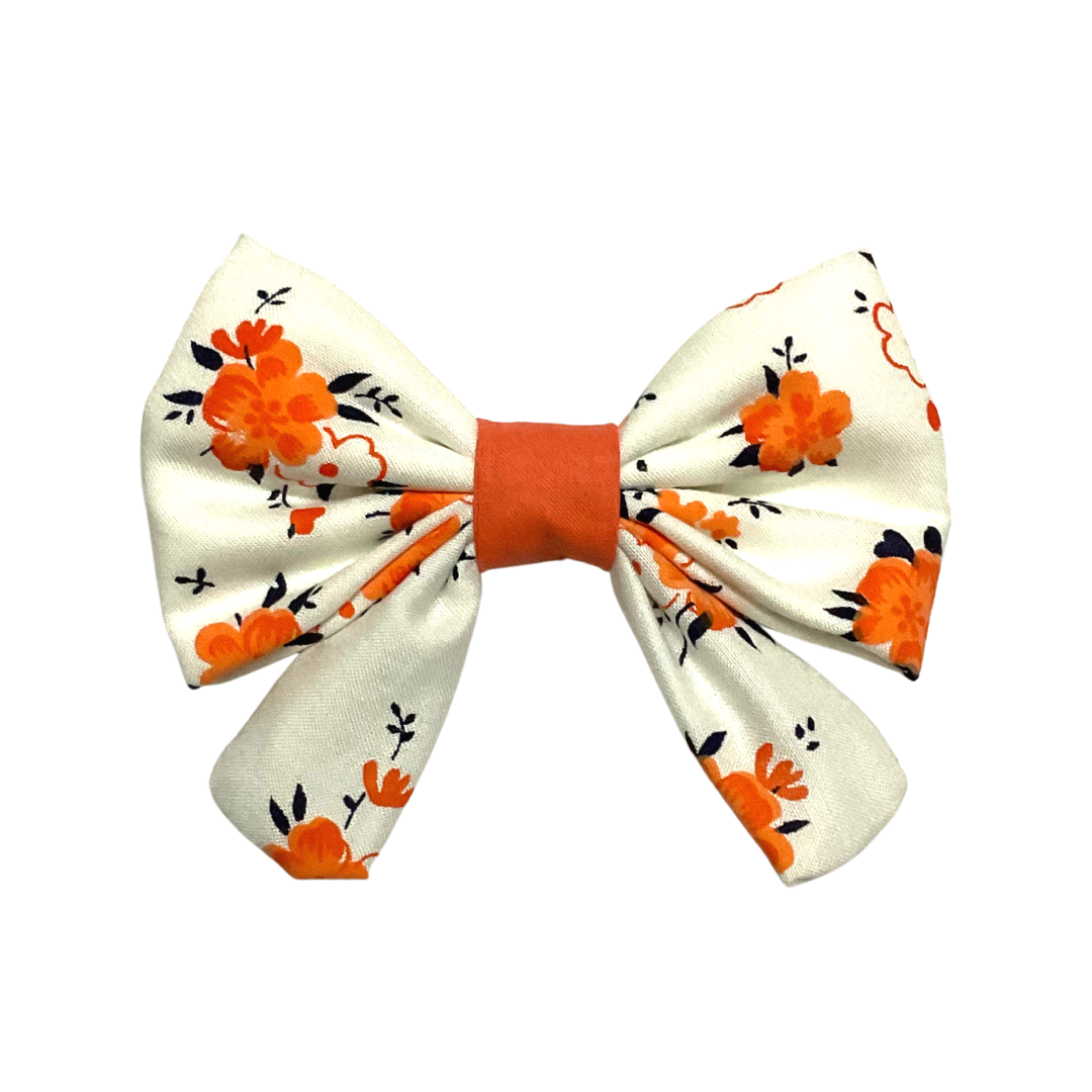 Orange Floral Sailor Bows from Wags4Whiskers Pet Supplies Online Store