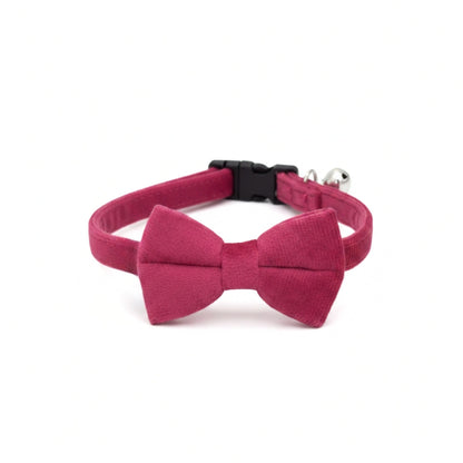 Pink Velvet Cat Collar with Bow