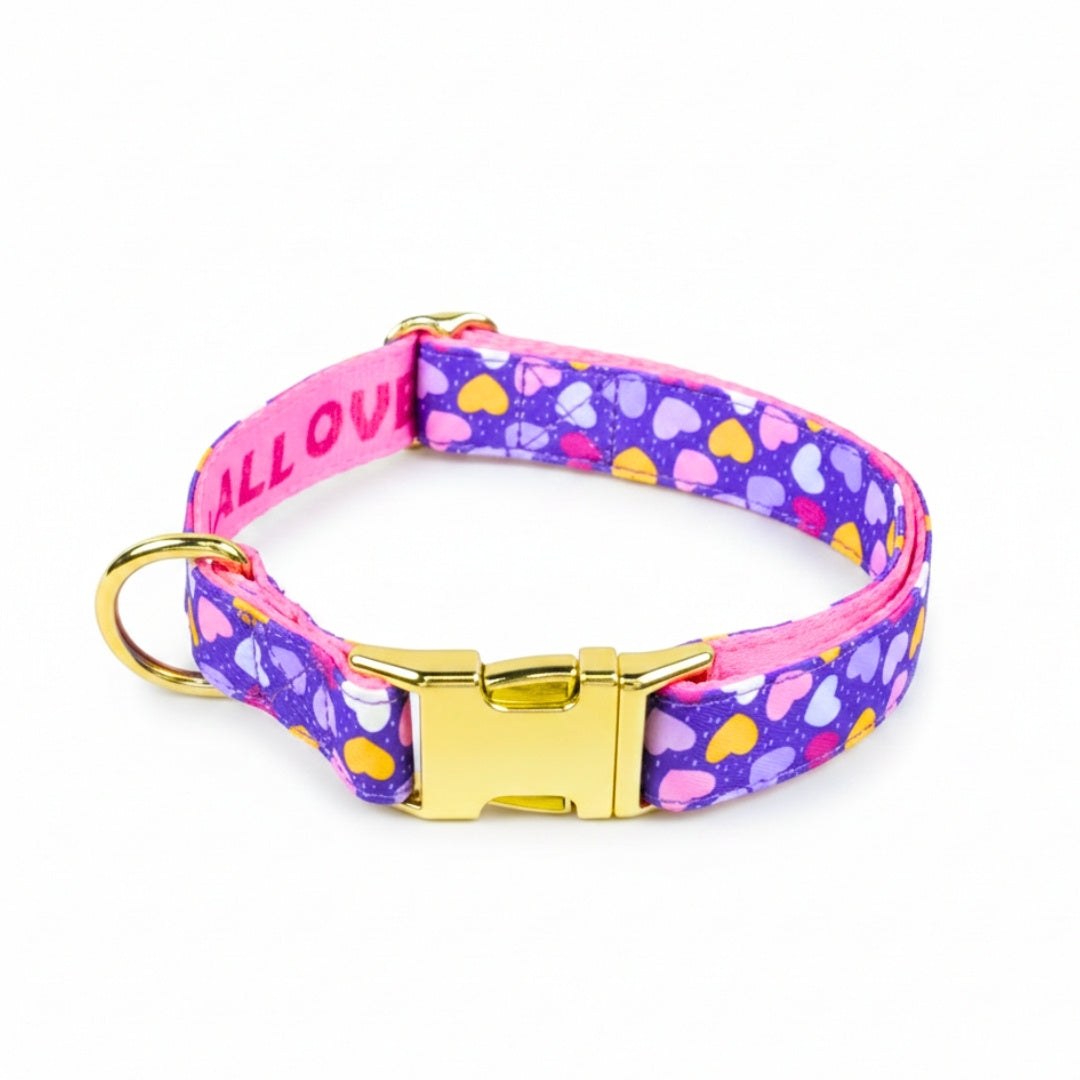 Purple Heart Print Dog Collar
