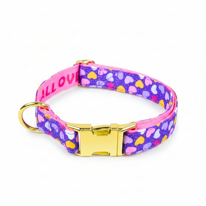 Purple Heart Print Dog Collar