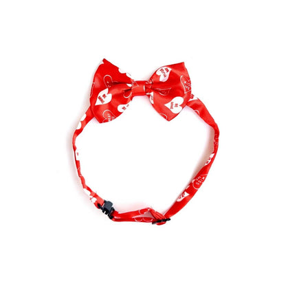 Red Cat Bow Tie - White Hearts