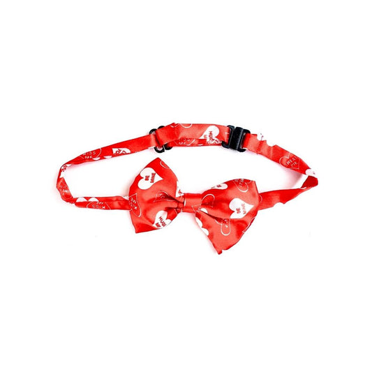 Red Cat Bow Tie - White Hearts