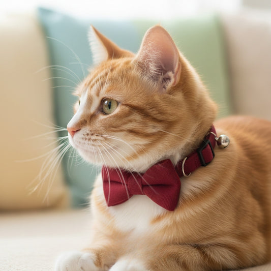 Red Cat bow collar with bell from Wags4Whiskers Pet Accessories Store Indi